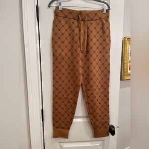 Ellandem Brown Logo Print Jogger Sweatpants Women XL EUC *fits like Medium*